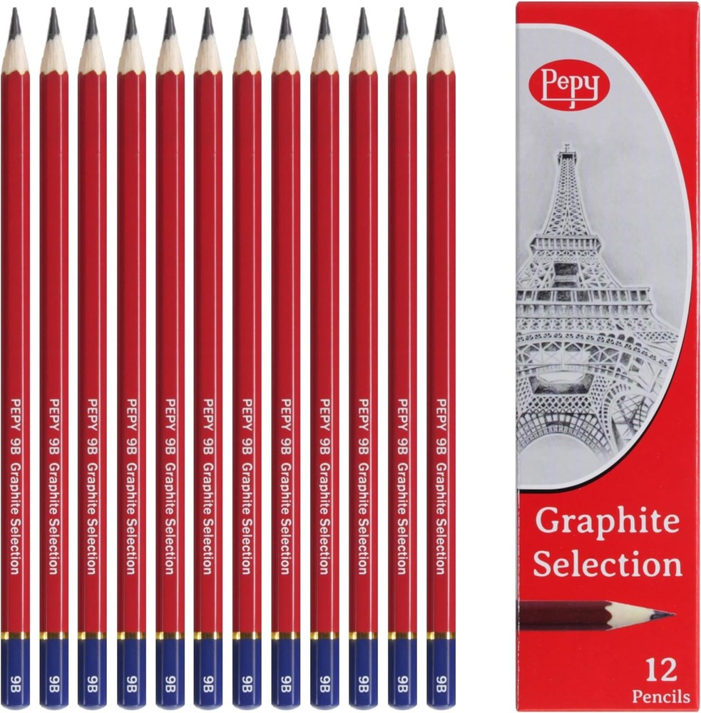 Graphite Profal Ding Pencils - 9B Pre-ened Bla Lead