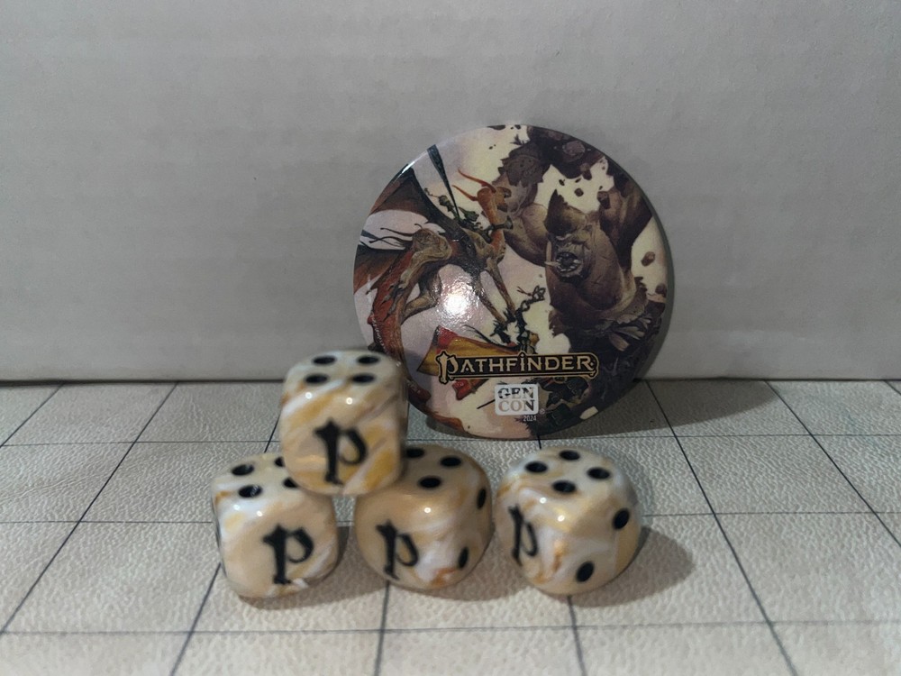 Paizo Pathfinder Convention Dice set  -4D6  Exclusive includes Pin!