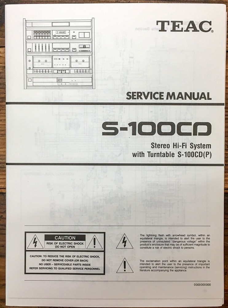 TEAC S-100CD S-100 CD Stereo  Service Manual *Original*