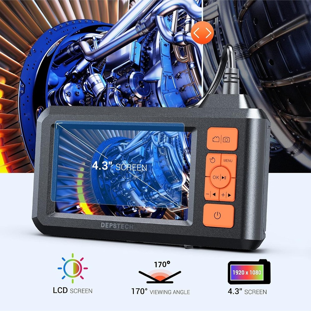 Waterproof Borescope, 4.3" LCD Screen, 16.5FT Cable