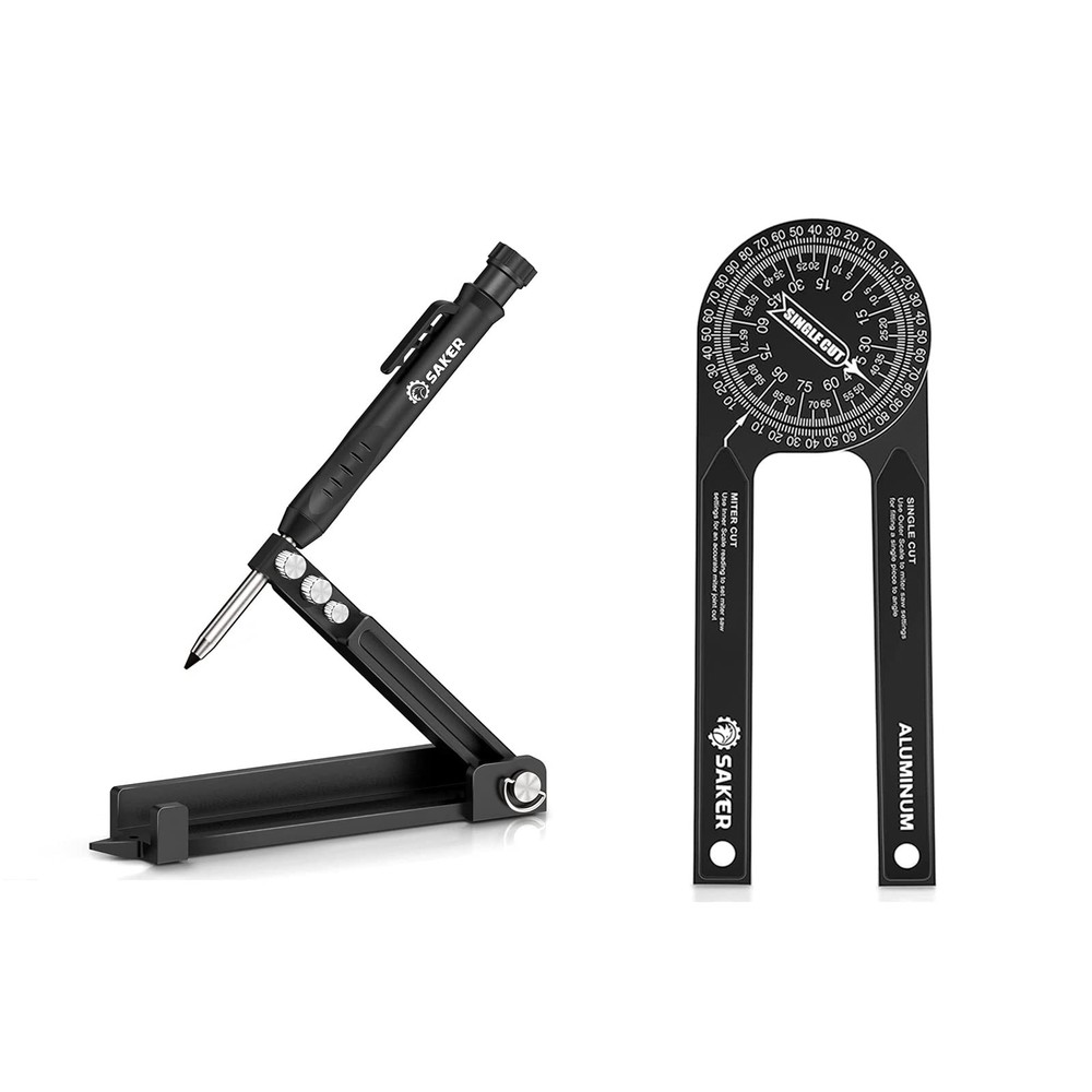 Saker Multi-function Scribing Tool&Saker Miter Saw Protractor (Black) Black