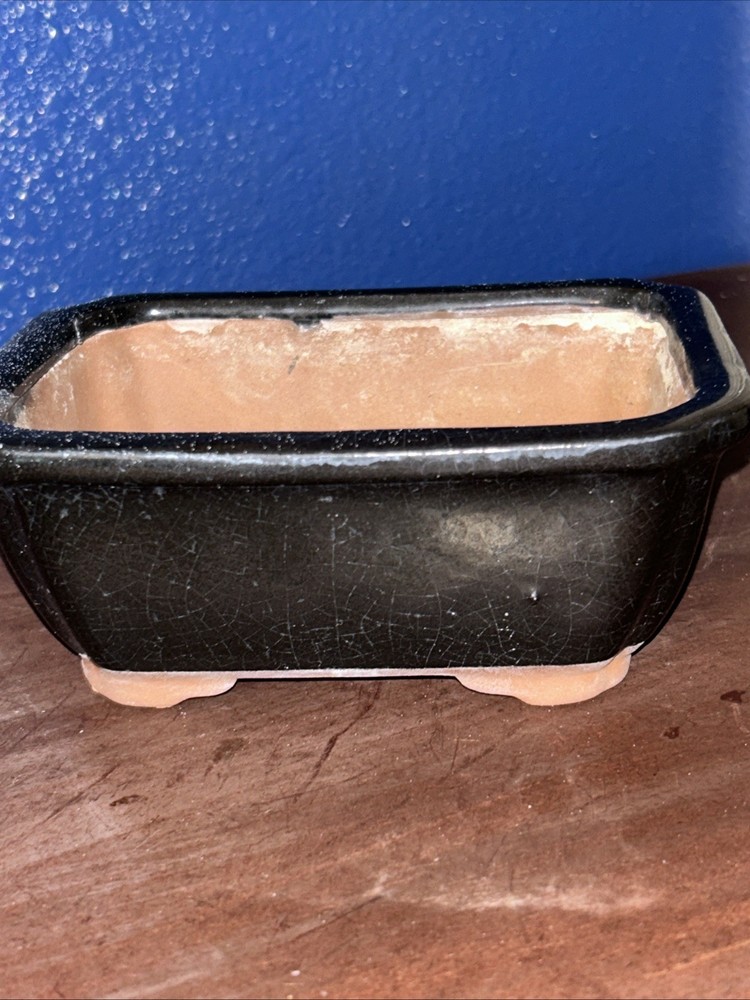 Vintage Black Ceramic Bonsai Pot