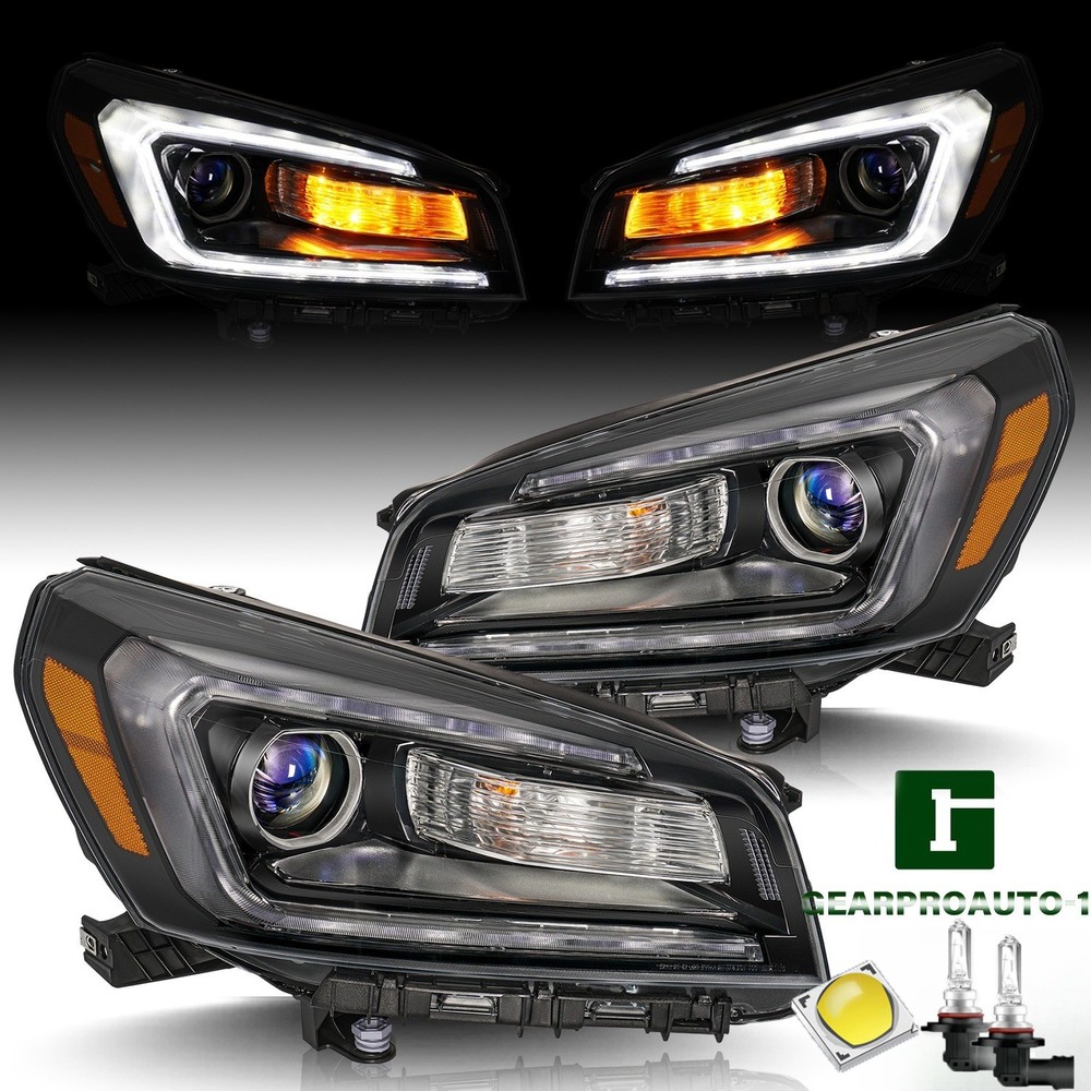 Pair For 2013-2016 GMC Acadia Halogen Headlight w/ LED DRL Projector Left+Right