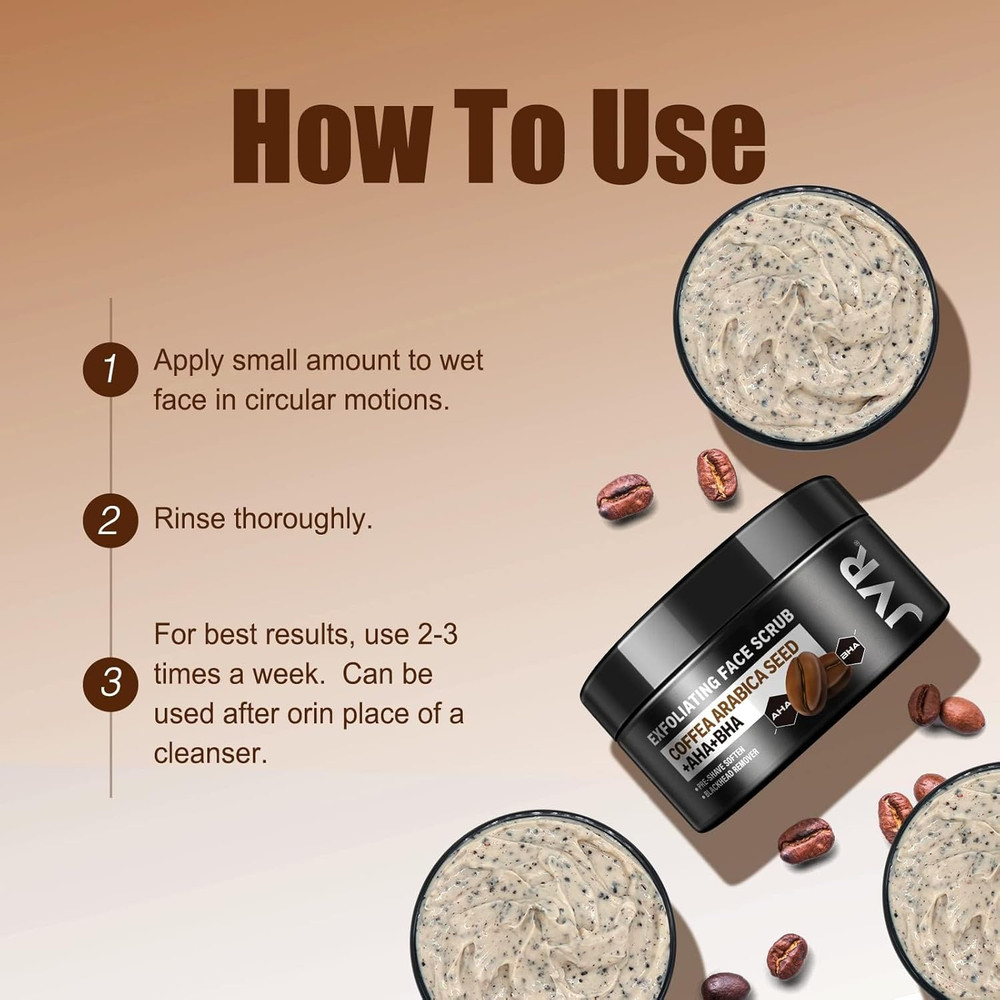 Men’s Facial Exfoliating Scrub with Coffee Extract AHA BHA
