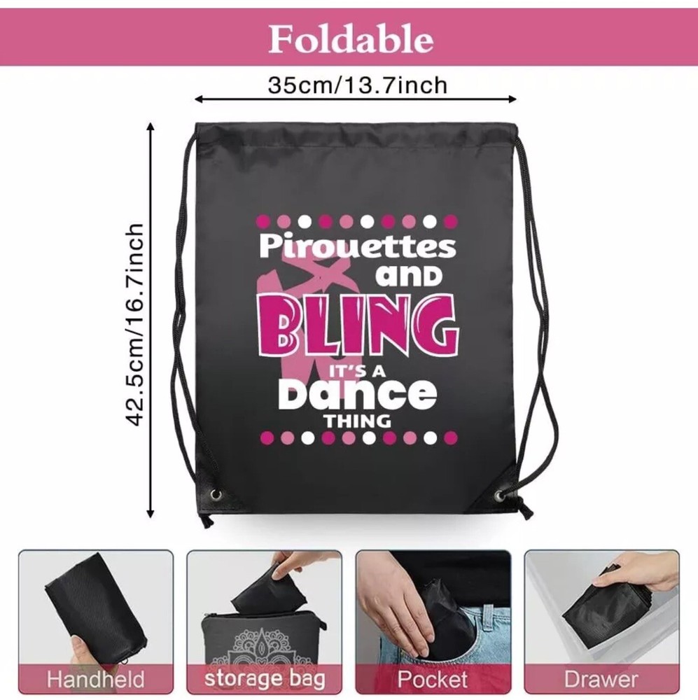 Pirouettes and Bling Drawstring Backpacks, Ballet Backpacks,...