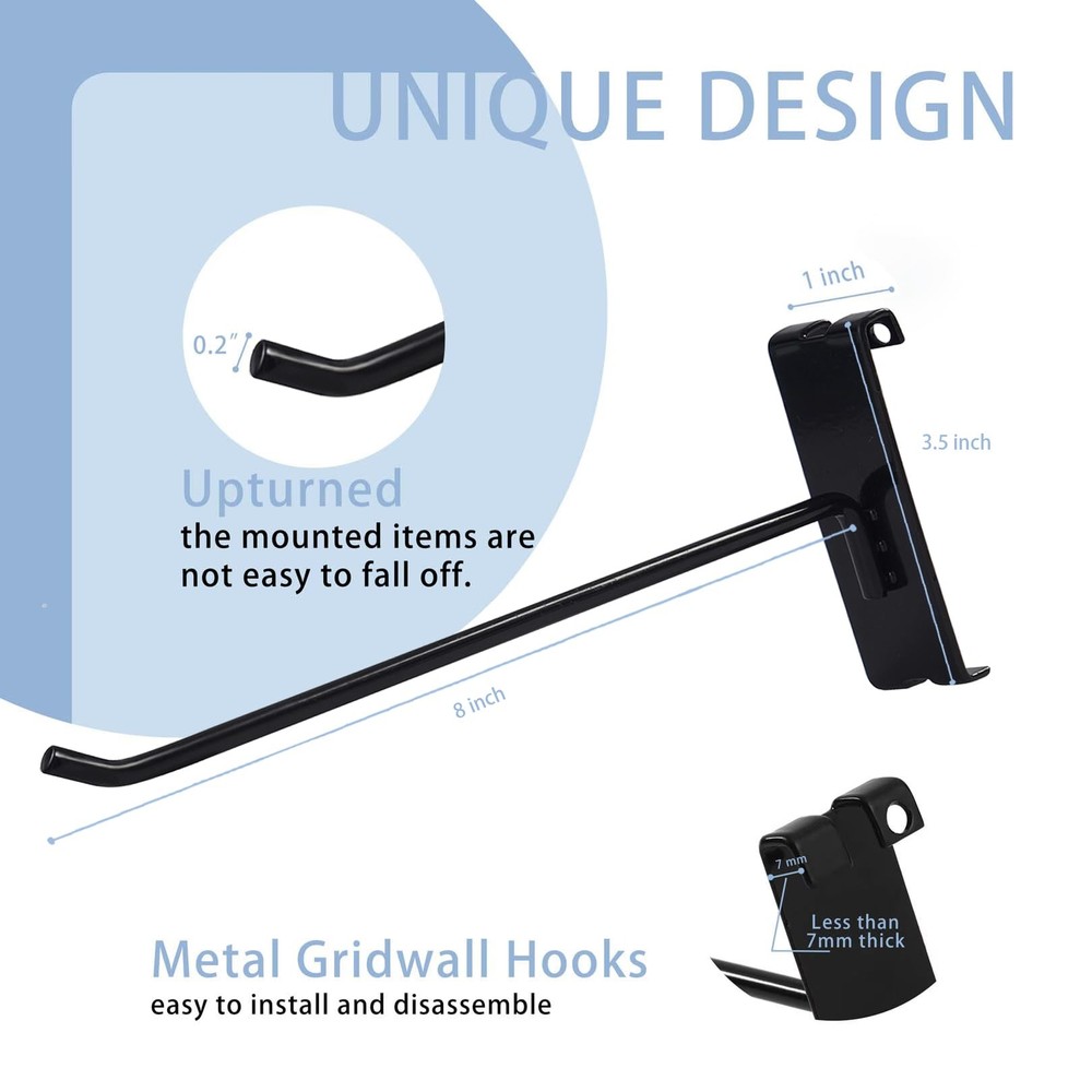 Gridwall Hooks 8 Inch50PC Display Hooks for Grid Wall Hooks for Grid Wall Pan...