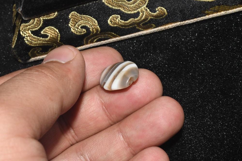 Authentic Ancient Bactrian Banded Agate Stone Dzi Bead in good Condition