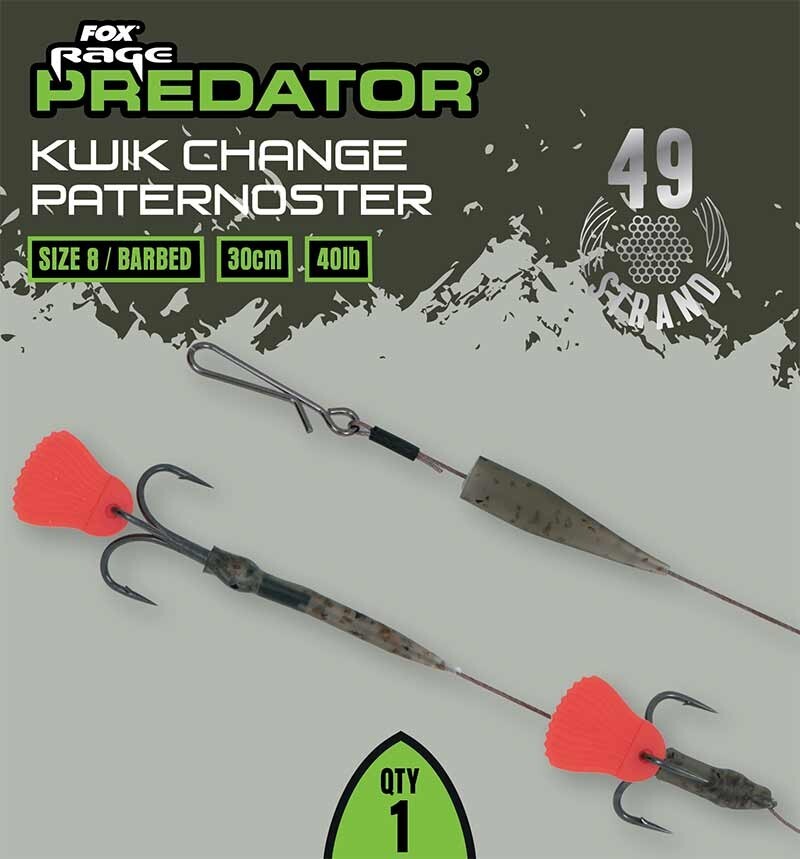 Fox Rage Predator Kwik Change Paternoster Trace 49 Strand - Various Size Options