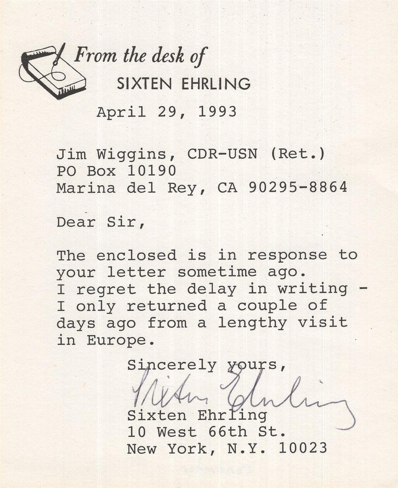 Sixten Ehrling- Signed Typed Note (Swedish Conductor)