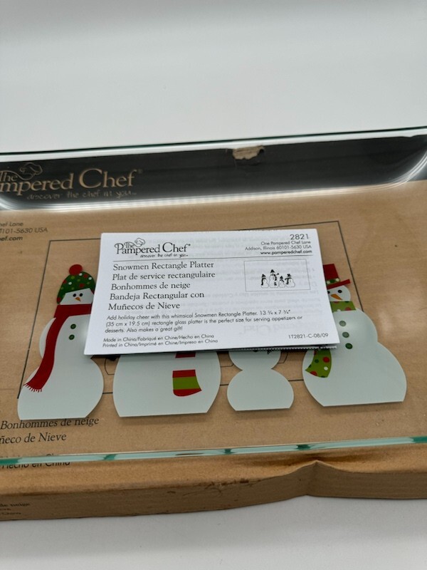 Pampered Chef Snowman Rectangular Platter #2821 New In Box