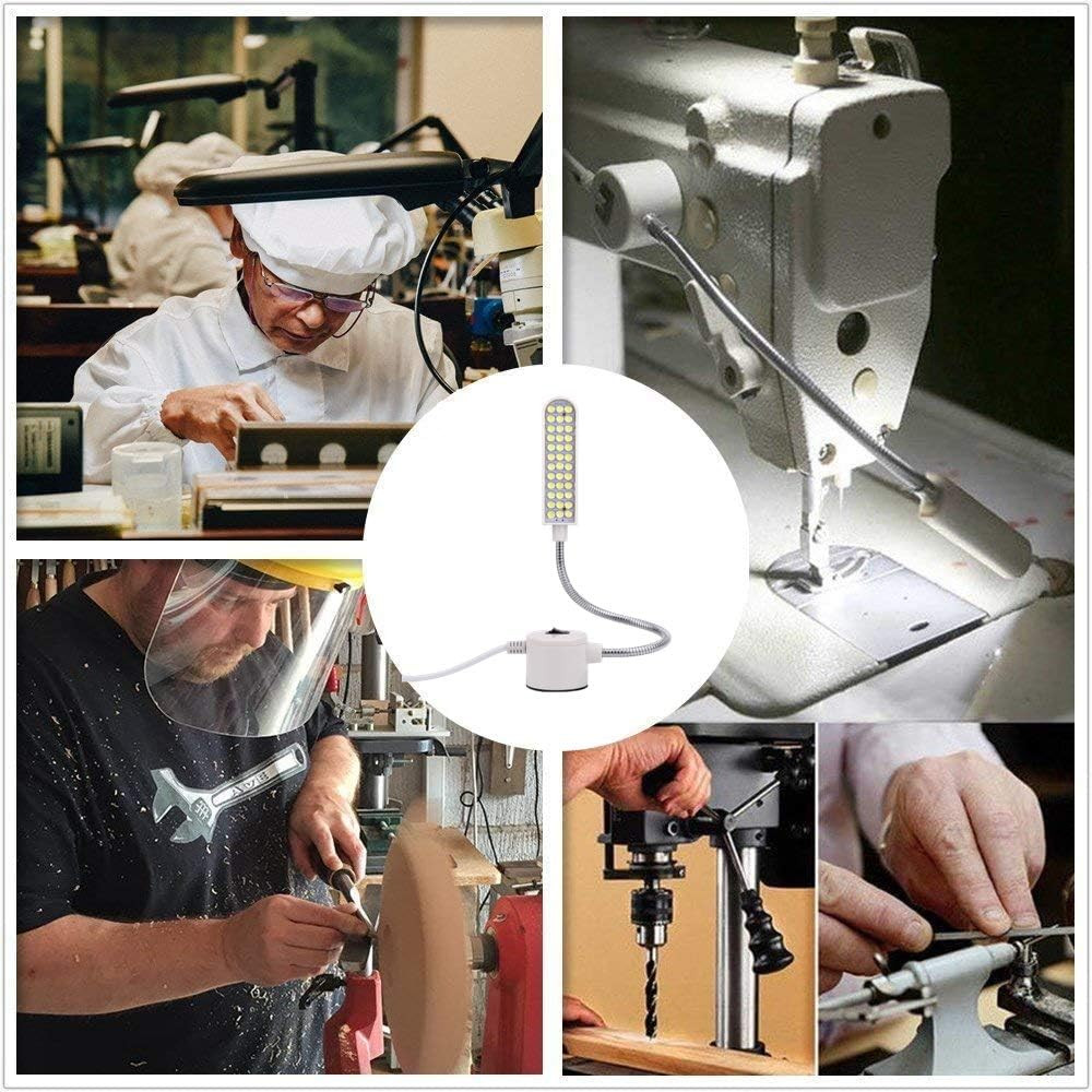 Sewing Machine Light Gooseneck Work Light with Magnetic Mounting Base, White Sof