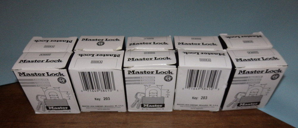 10 Master lock padlocks 500KA, Key 203 w/Keys new in Box