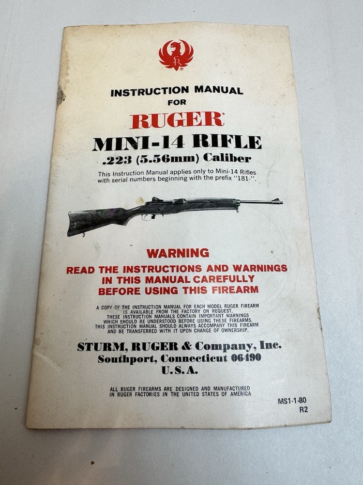 ruger mini 14 instruction manual ms1-1-80