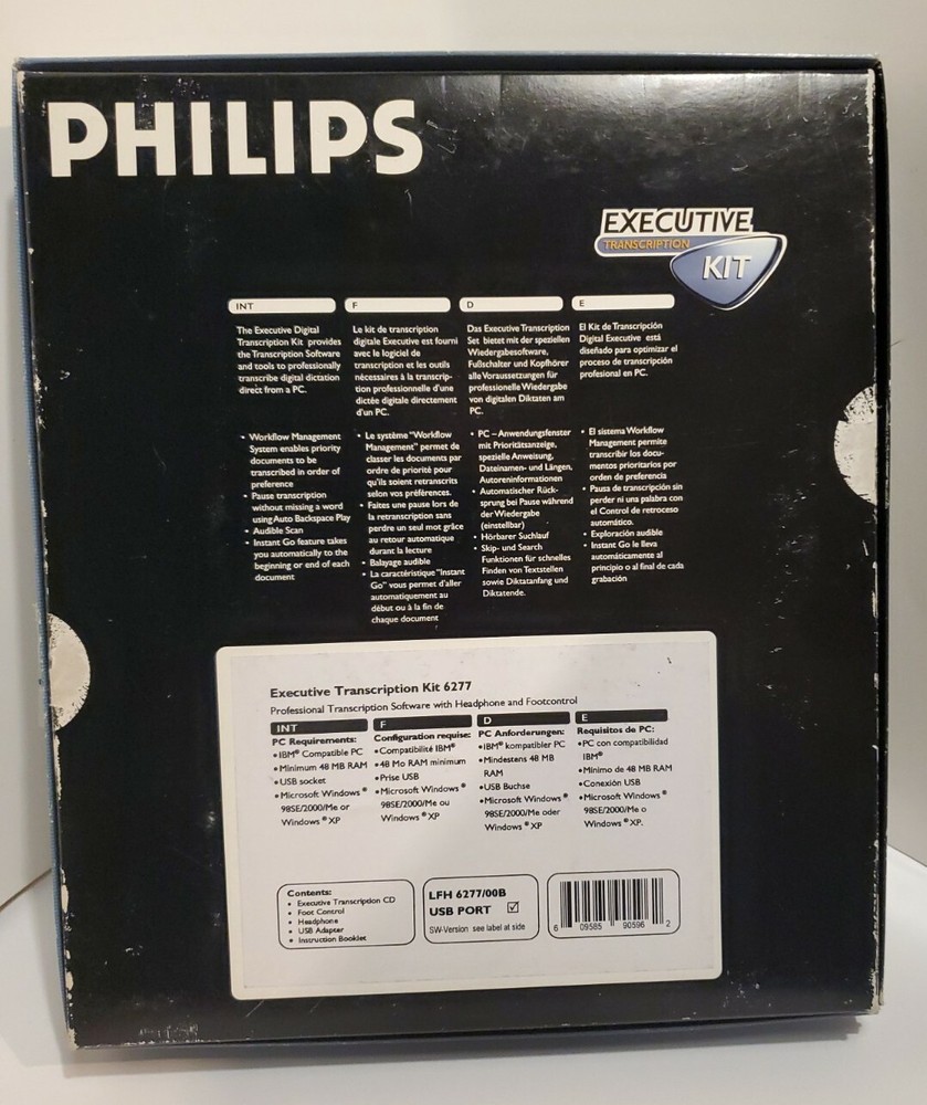PHILIPS LFH 6277/00B EXECUTIVE TRANSCRIPTION KIT