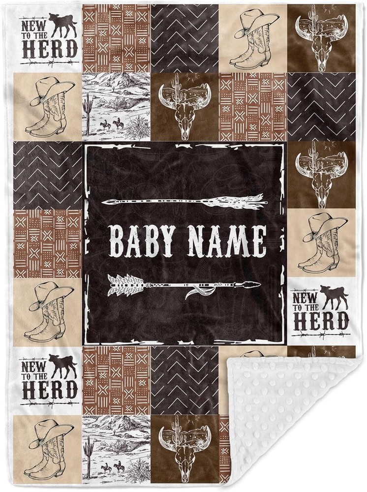 Customized Western Baby Blankets with Double Layer Dotted Backing for Boys