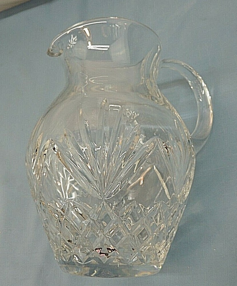 CRYSTAL PITCHER, MAKER UNKNOWN, 8-CUP
