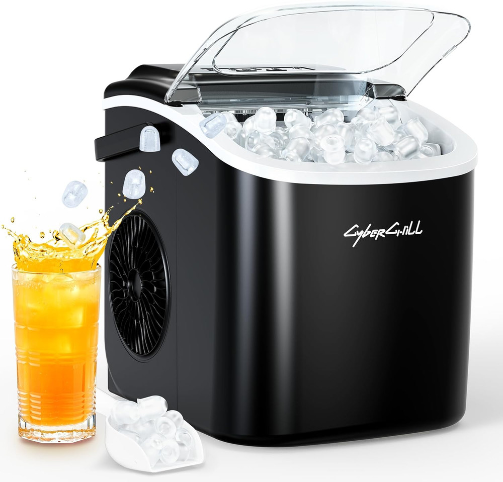 Countertop Ice Maker, Portable Ice Machine with Handle, 6 Mins Fast Ice, 26 Lbs/