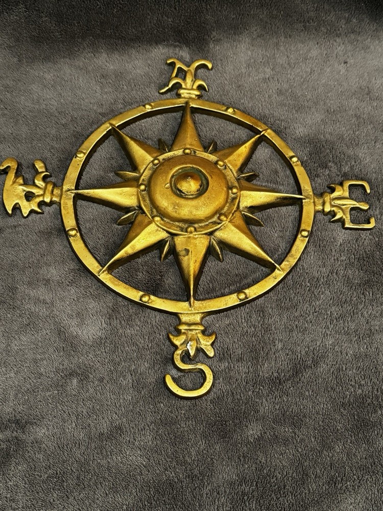 Vintage Nautical North South East West Wall Decor Solid Brass Compass