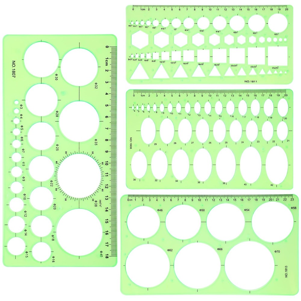Geometric Drawings Templates, 4 Pcs Circle Shape Stencils Measuring Geometry ...