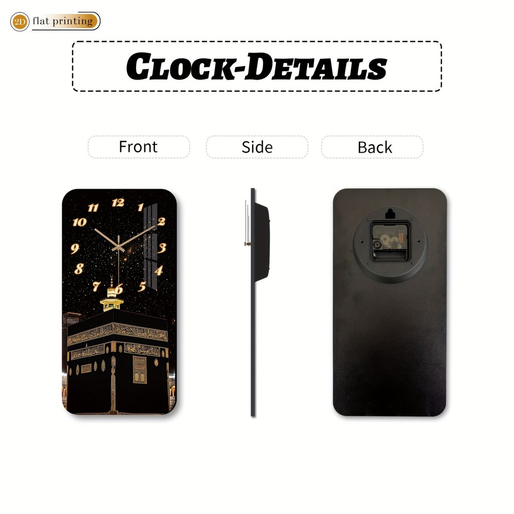 Wooden Rectangular Silent Wall Clock-Decorative Timepiece Modern w/o Batteries.