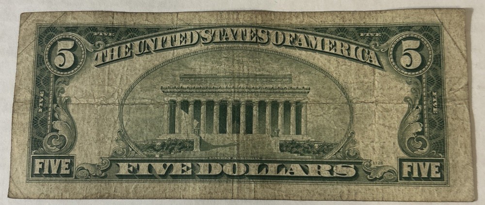 1934 B $5 Five Dollar Silver Certificate ~ Circulated