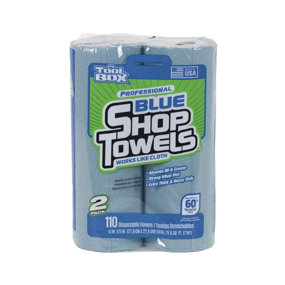 3 pack Blue Shop Towel 2 Rolls per Pack 55 Sheets per Roll Disposable