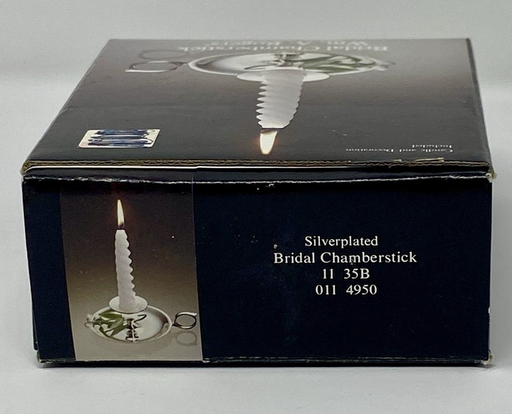 Wm A Rogers Bridal Chamberstick Silver Plated Candle Holder Finger Loop With Box