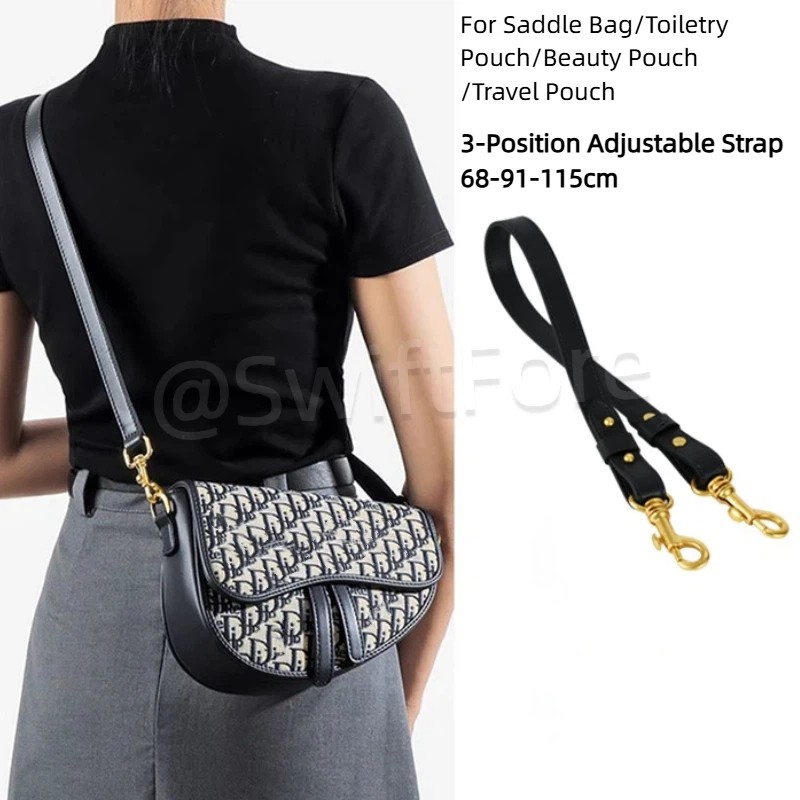 Navy Blue Cowhide Strap Fit For Saddle Adjustable Shoulder Strap Wash Bag