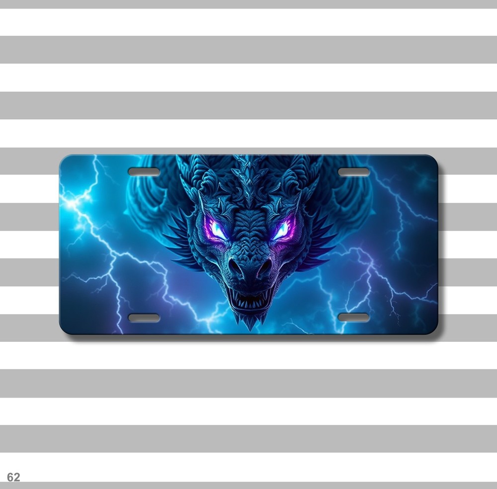 Dragon License Plate Elemental Dragon Visual Art Text Option Available Unique Gi