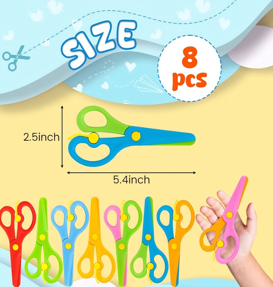 8PCS Blunt Tip Training Safety Scissors