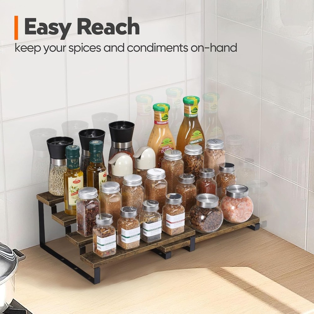 4Pack 4Tier Expandable Spice Rack Organizer Adjustable Step Shelf Storage Holder