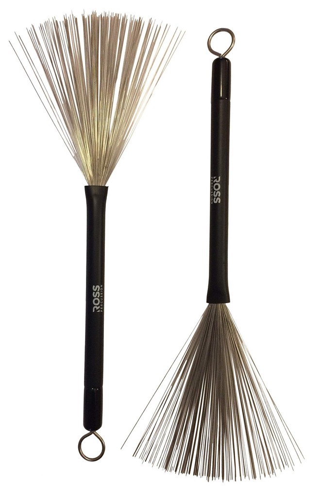 ROSS Percussion Retractable Wire Drum Brushes Adjustable Spread Jazz Acoustic...