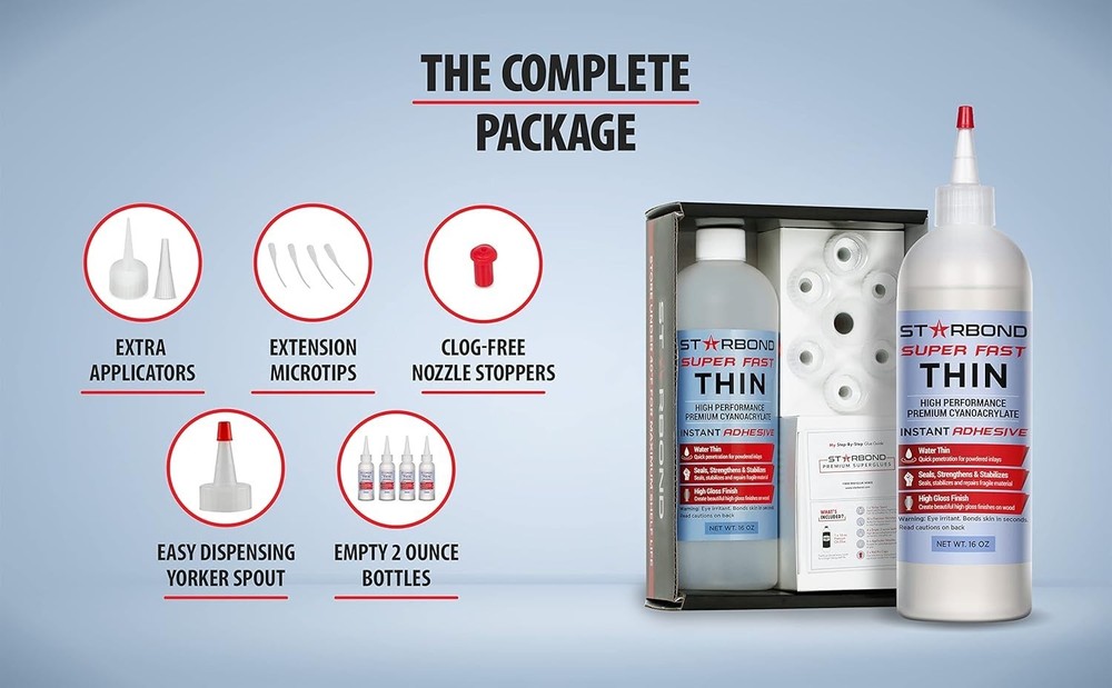 Starbond CA Super Glue Refill Kit, 16oz