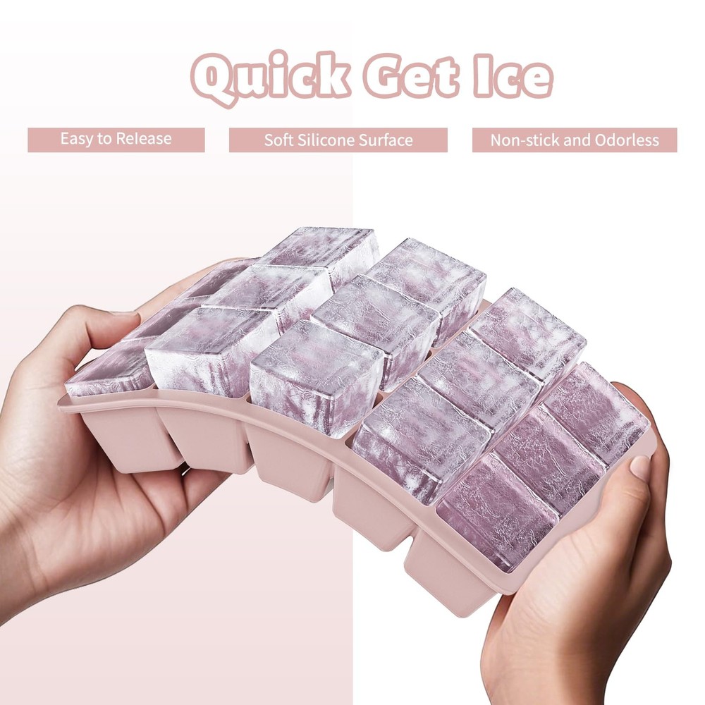 Silicone Ice Cube Tray 3 Pack - EASY RELEASE ice cube Normal, Blue+Pink+Green