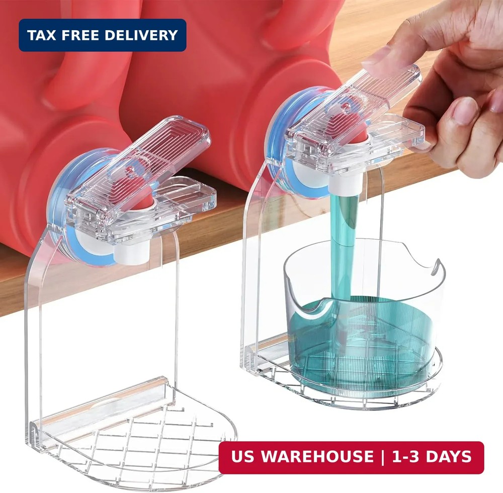 Clear Laundry Detergent Dispenser Cup Holder & Nozzle Force-Saving Switch, Drip