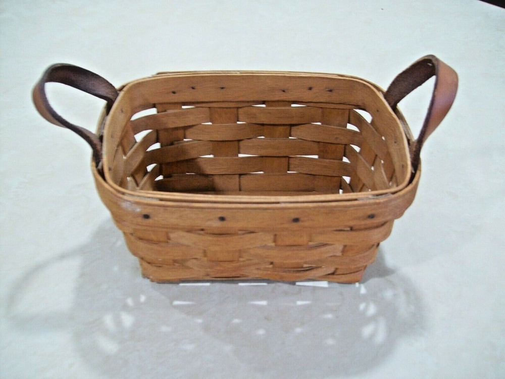 1993 Longaberger 7" x 5" Rectangular Basket Leather Handles