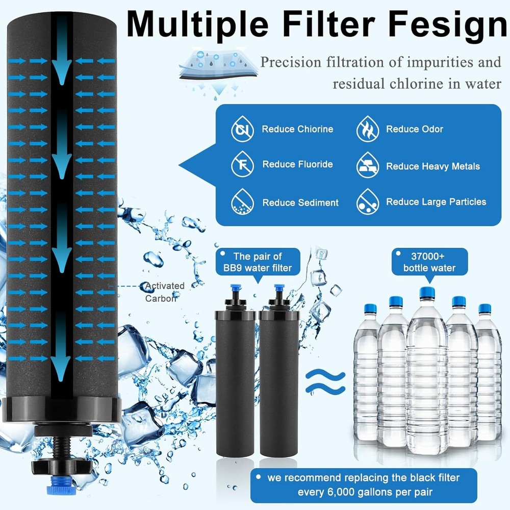 Water Filter Replacement for Berkey® BB9-2 Water Filter,Black Berkey Filters