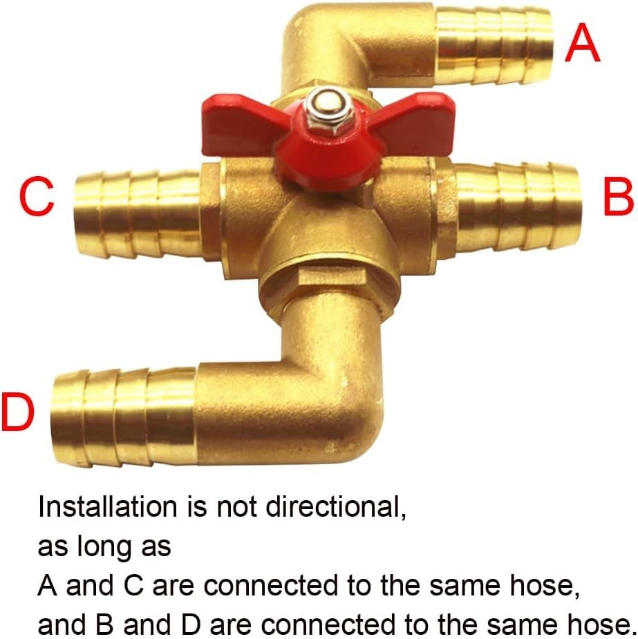 5/8" Heater Control Valve, 4-Way Automobile Heating Water Valve, Solid Brass