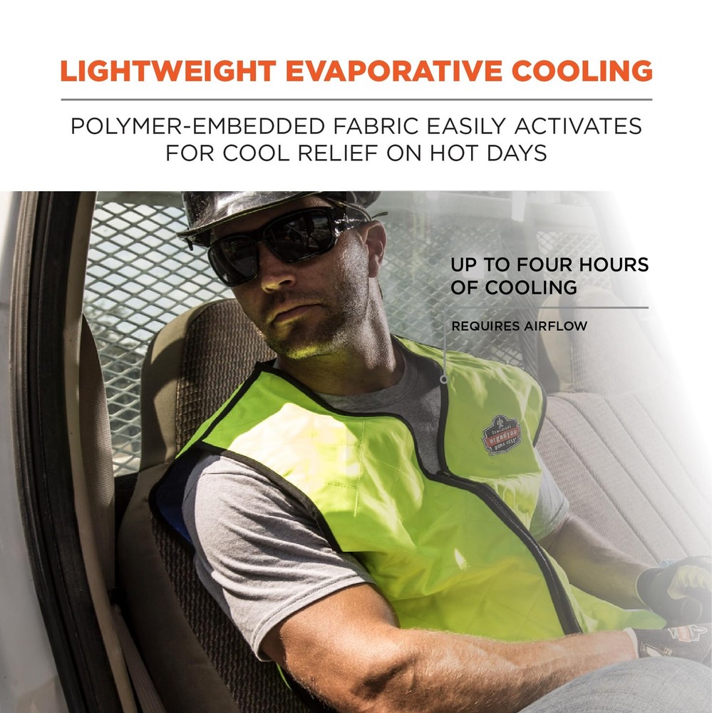 Cooling Workwear Embedded Polymers, Zipper Closure Tools, Lime, X-Large
