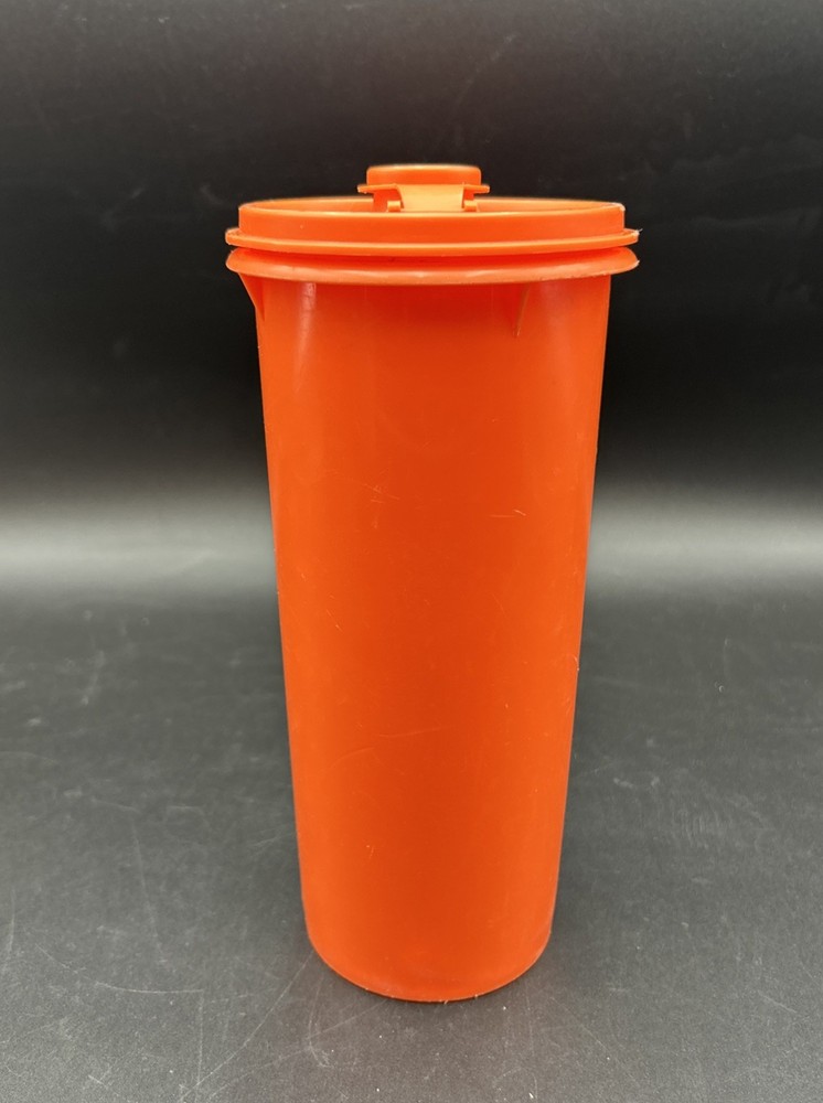 Tupperware Orange 2 Quart Pitcher & Slim Tall Liquid Container W/ Pour Spout
