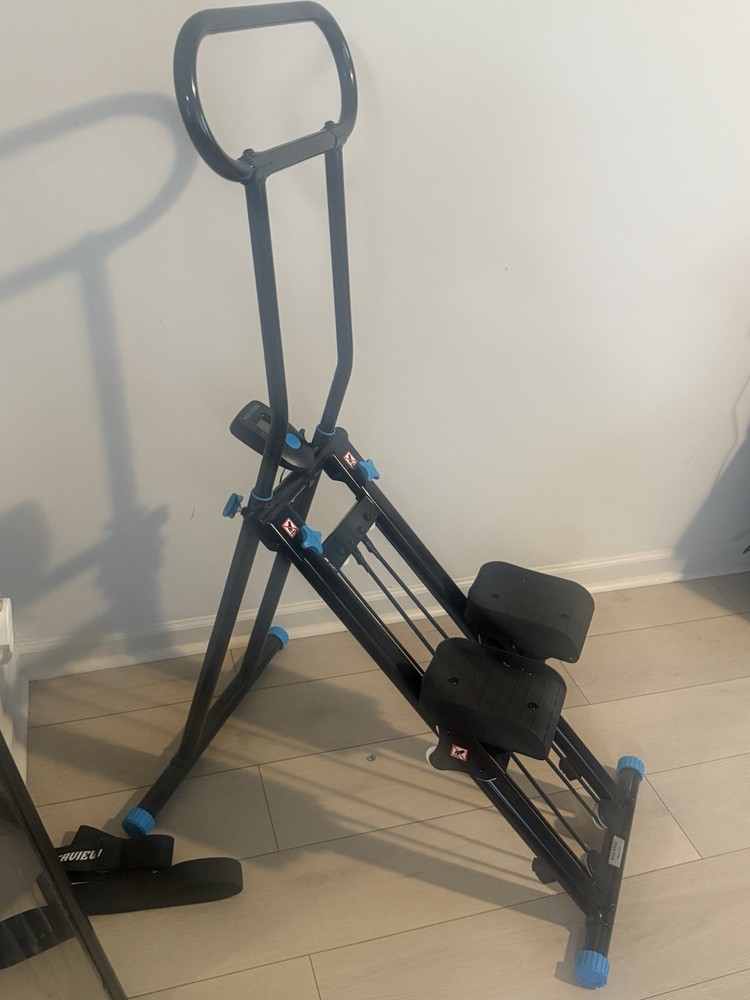 Vertical Climber Exercise Machine Adjustable Height Hydraulic Black Blue