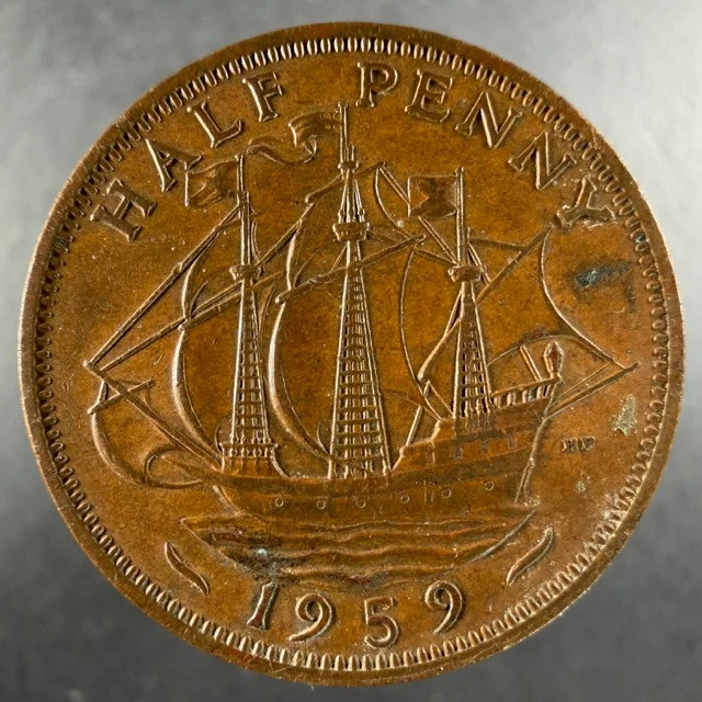 1959 Great Britain Half Penny Sharp Features