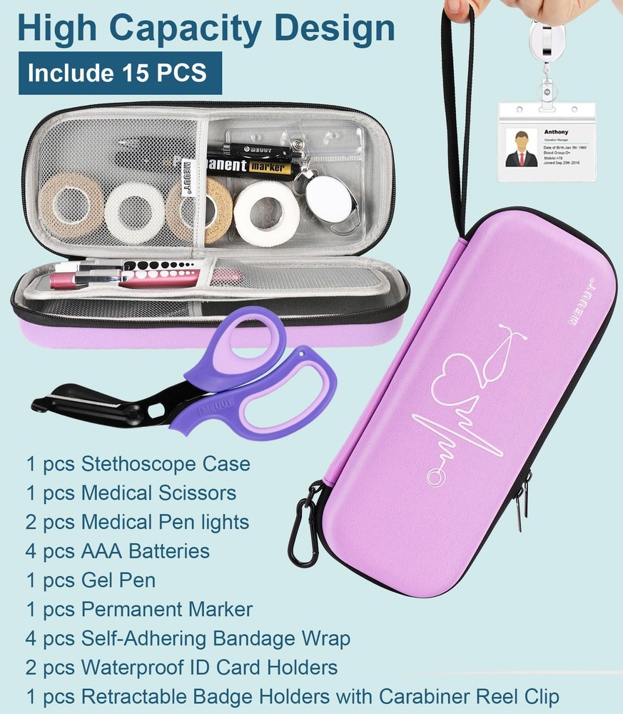 15 pcs Stethoscope Case Kit, Perfect Nurse Gift Include Stethoscope Case, Sci...