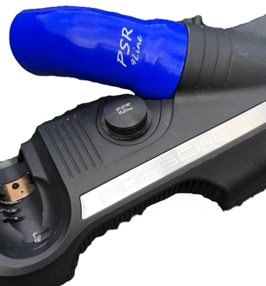 Porsche 997 Resonator Delete Air Box Modification with Blue Induction Pipe Plug