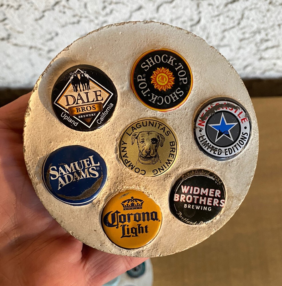 4pcs - Handmade Beer Cap Coasters Corked Back 3-7/8in D Various Makers