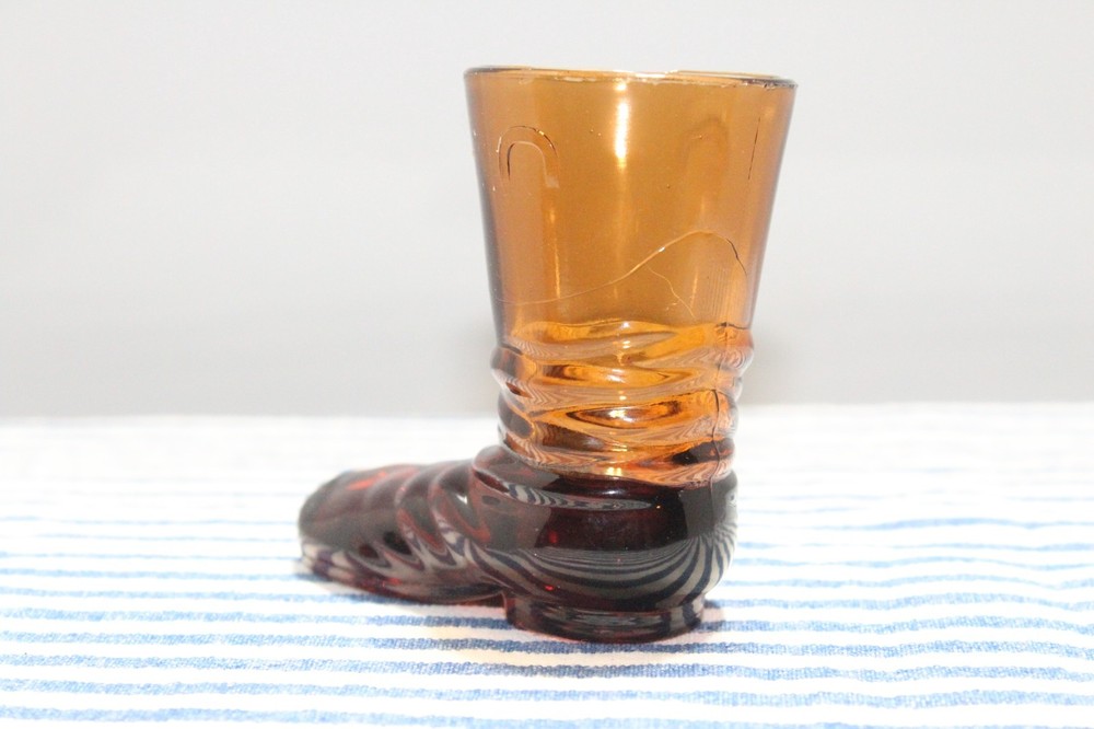 Small Amber Boot Shaped Toothpick Holder