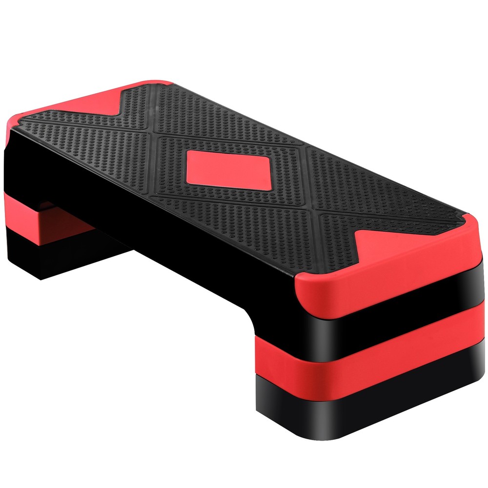26.5" Aerobic Exercise Step Platform w/4 Risers Adjustable Workout Stepper Red