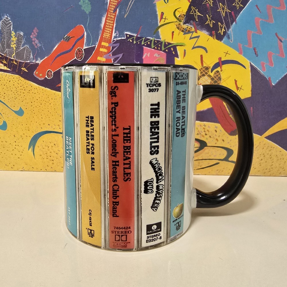Classic Rock coffee Mug Inspired by cassette tape stack