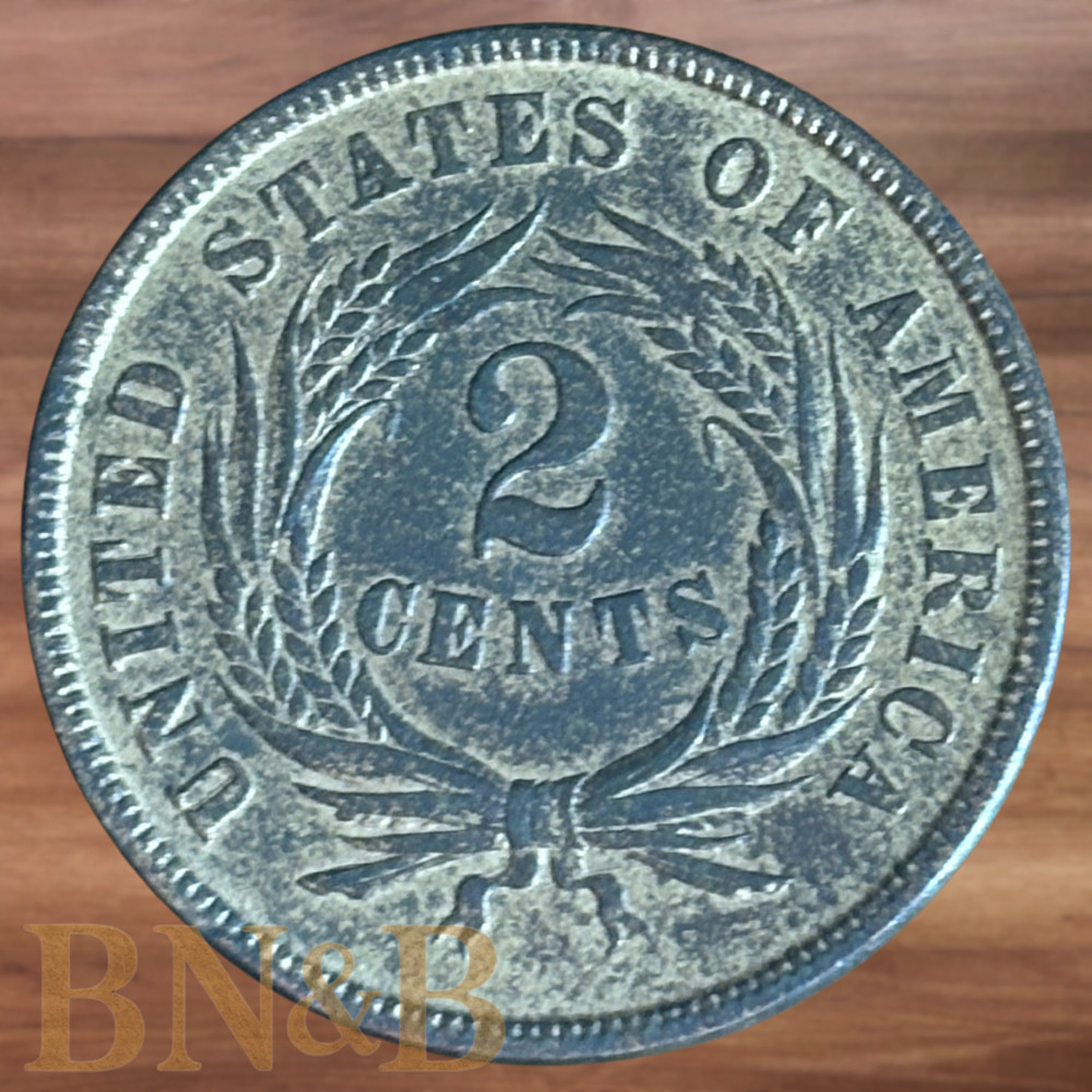 1865 Two Cent Piece, Fancy 5, AU #C510