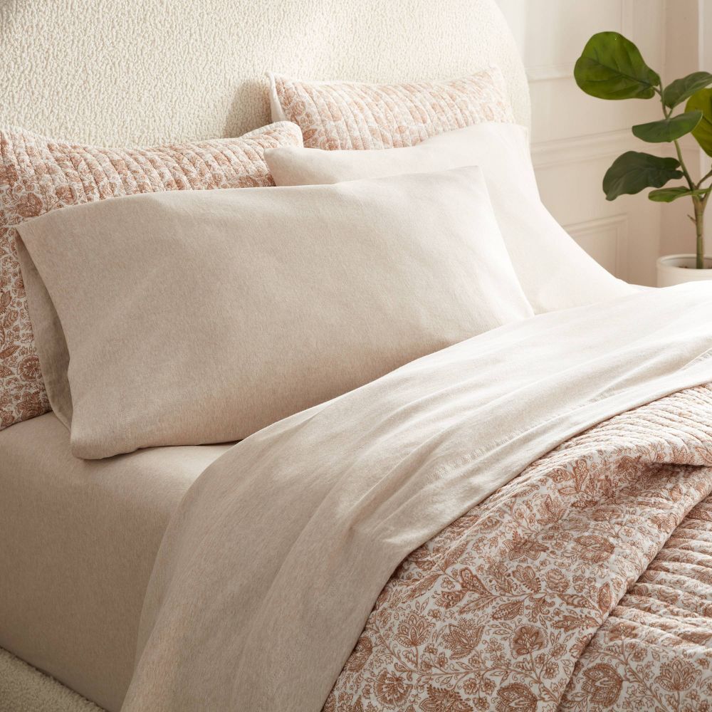 Full Jersey Sheet Sets Heather Oatmeal - Threshold